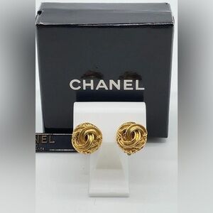 CHANEL mini Earrings Coco marks Gold 95A W/Box